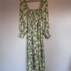 OPI Sage Floral Long Sleeve Dress